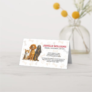 Cat and Dogs Sitting   Paw and Bones Pattern Loyalty Card