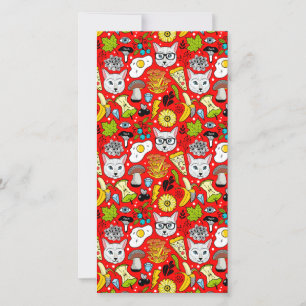 Cat and egg on red