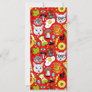 Cat and egg on red