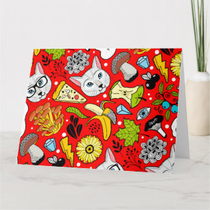 Cat and egg on red card