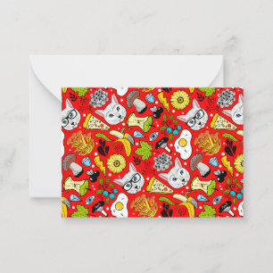 Cat and egg on red card