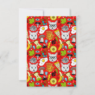 Cat and egg on red card