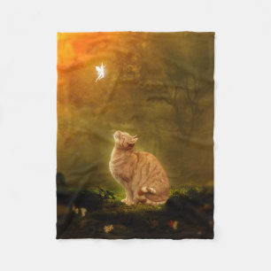 Cat and Fairy Fleece Blanket