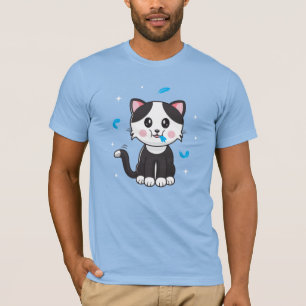 Cat and Feathers / Blue T-Shirt