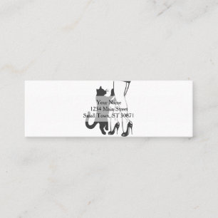 Cat and female legs - Choose background color Mini Business Card