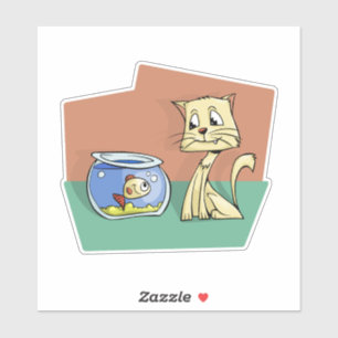 Cat and fish bowl clipart