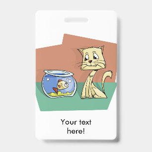 Cat and fish bowl clipart badge