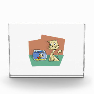 Cat and fish bowl clipart photo block