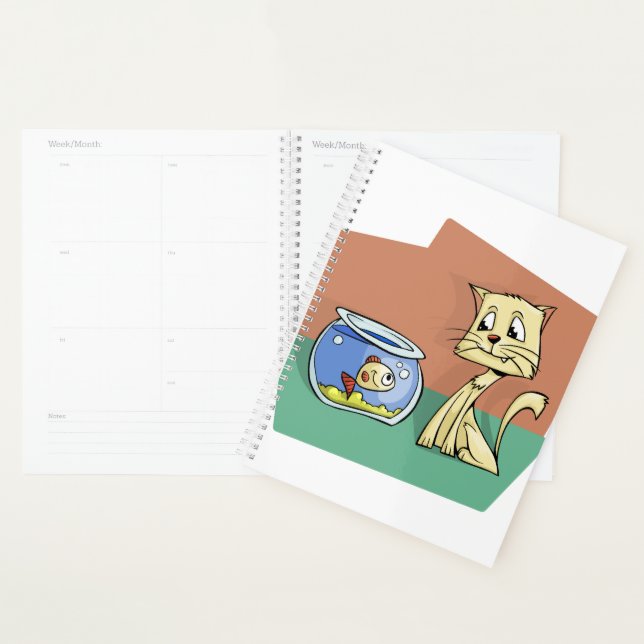 Cat and fish bowl clipart planner (Display)