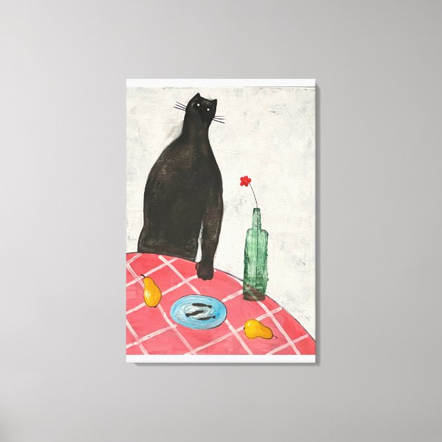 Cat and fish canvas print (Front)