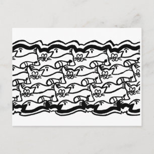 Cat and Fish Colouring Plate Postcard