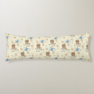 cat and fish pattern body pillow