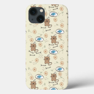 cat and fish pattern iPhone 13 case