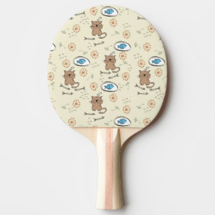 cat and fish pattern ping pong paddle