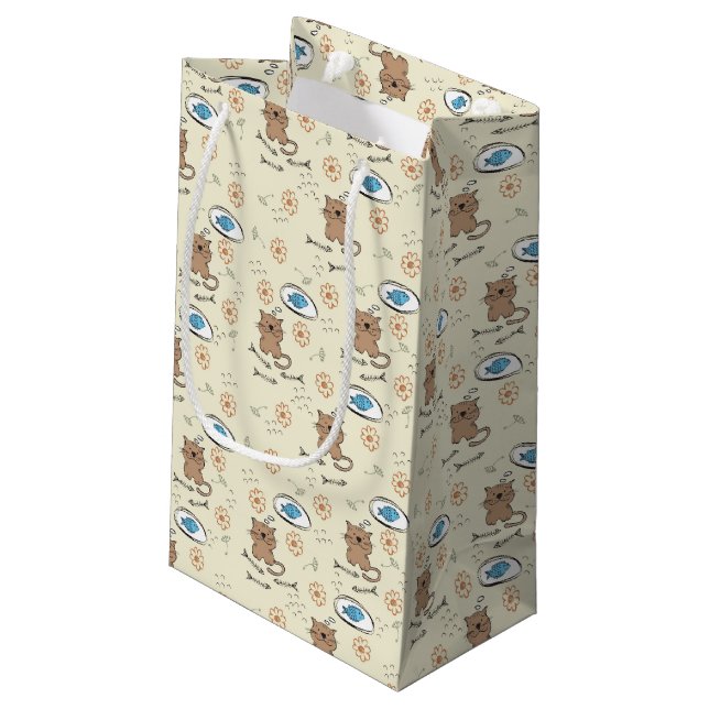 cat and fish pattern small gift bag (Back Angled)