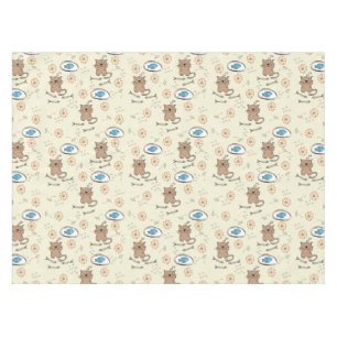 cat and fish pattern tablecloth