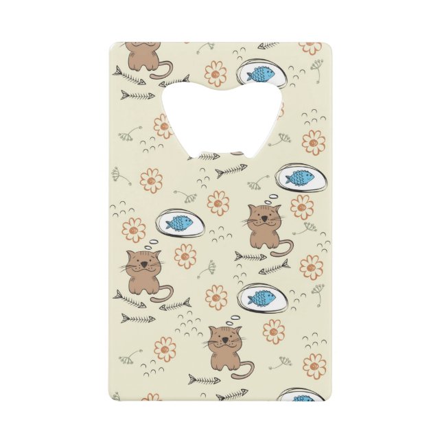 cat and fish pattern wallet bottle opener (Front)