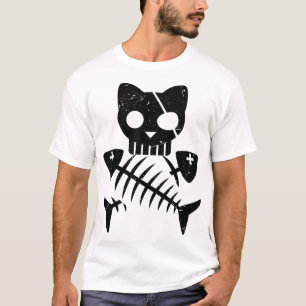 Cat and Fish skeleton for Halloween Horror Night T-Shirt