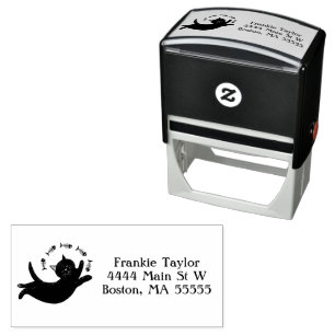 Cat and Fishbones Personalized Self-inking Stamp