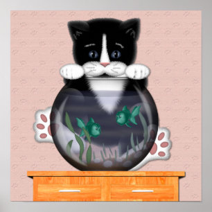 Cat and Fishbowl Poster