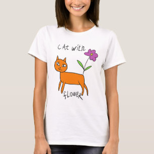 Cat and flower T-Shirt
