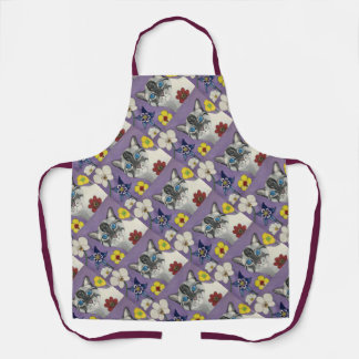 Cat and flowers All-Over Print Apron, Medium Apron