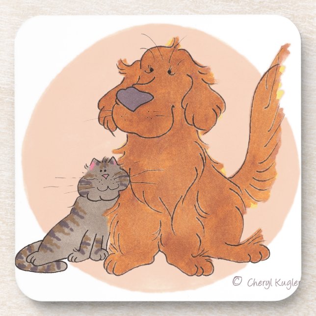 Cat and Golden Retriever / Coasters (Front)