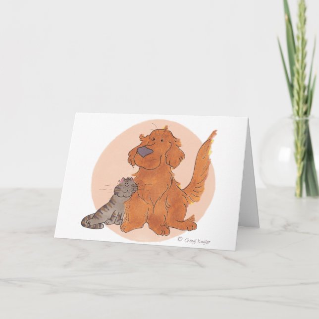 Cat and Golden Retriever / Thank You Card (Front)
