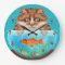 Cat and Goldfish Bowl Funny Hungry Grinning Kitty