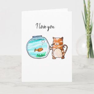 Cat and goldfish card
