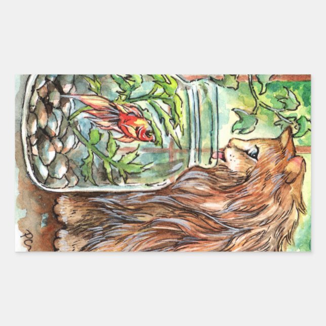 Cat and Goldfish Sticker (Front)