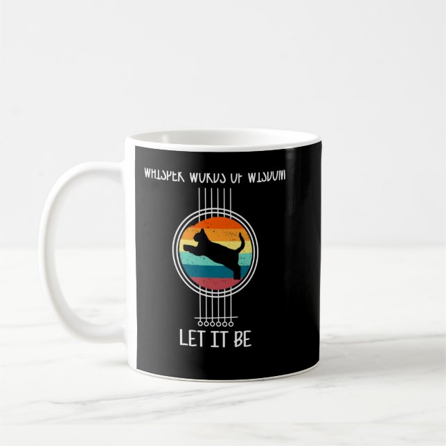 Cat and Guitar Whisper words of wisdom let it be Coffee Mug (Left)