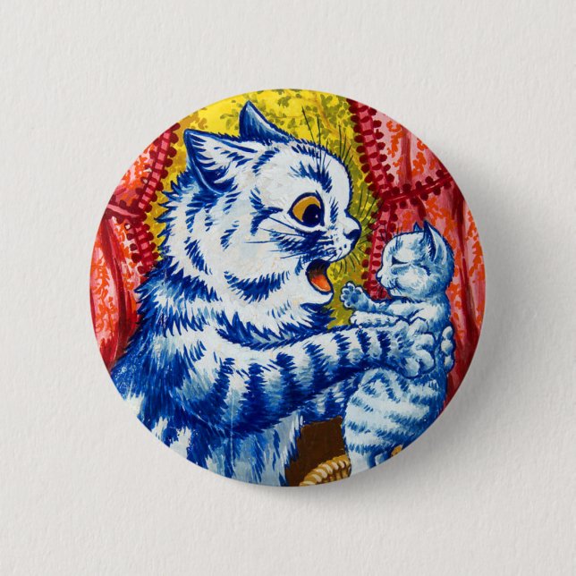 Cat and Her Kittens 2 Inch Round Button (Front)
