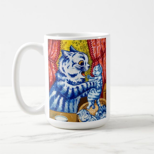 Cat and Her Kittens Coffee Mug (Left)