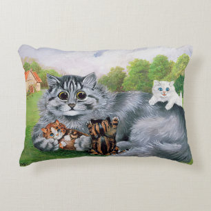 Cat and her Kittens, Louis Wain Accent Pillow