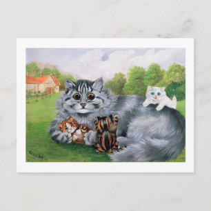 Cat and her Kittens, Louis Wain Postcard