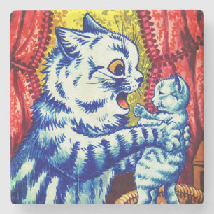 Cat and Her Kittens Stone Coaster