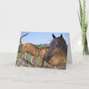 Cat and Horse Customizable Greeting Card