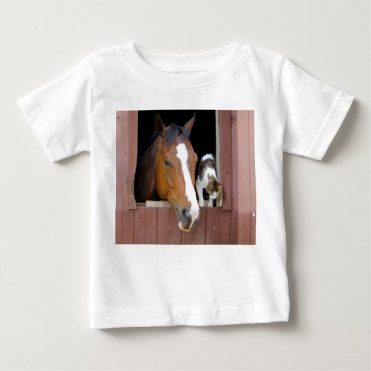 Cat and horse - horse ranch - horse lovers baby T-Shirt