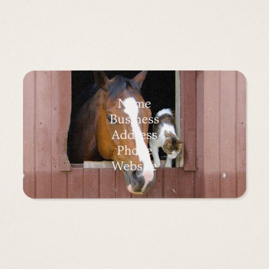 Cat and horse - horse ranch - horse lovers business card