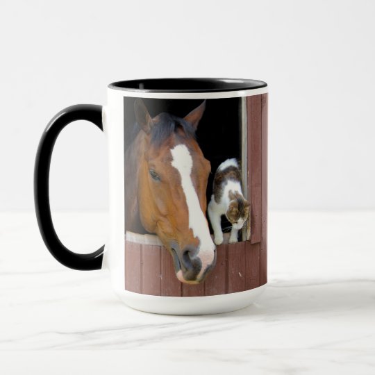 Cat and horse - horse ranch - horse lovers mug