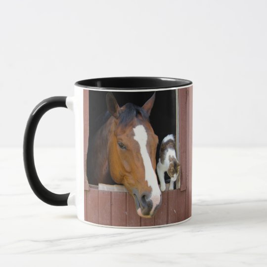 Cat and horse - horse ranch - horse lovers mug