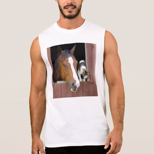Cat and horse - horse ranch - horse lovers sleeveless shirt