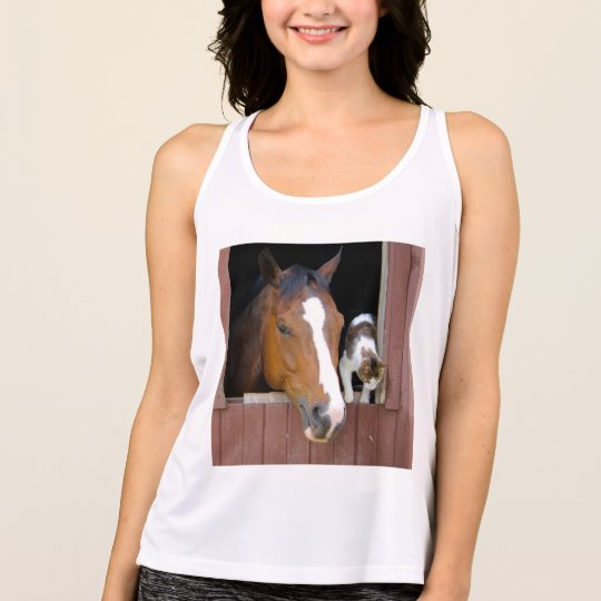 Cat and horse - horse ranch - horse lovers tank top