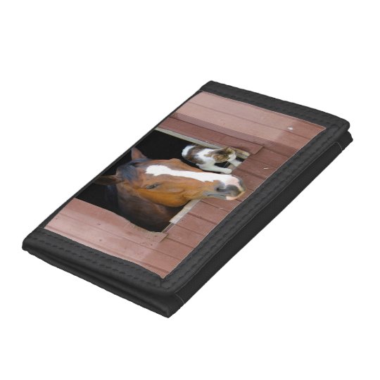 Cat and horse - horse ranch - horse lovers tri-fold wallet