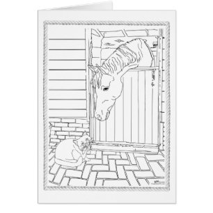 Cat and Horse in Barn