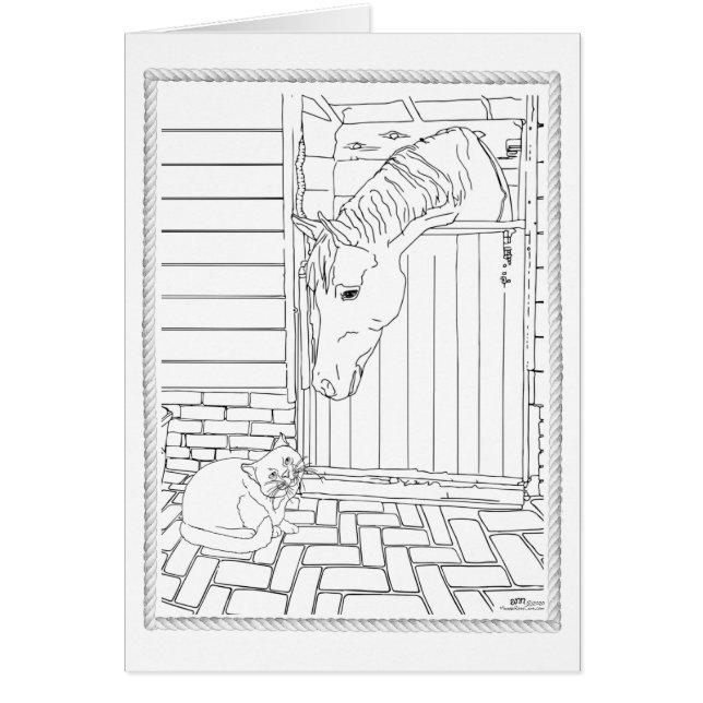 Cat and Horse in Barn (Front)