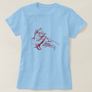 Cat and Human Hand Touch Whimsical Art Vintage T-Shirt