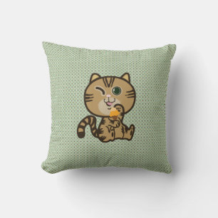 cat and ice-cream throw pillow