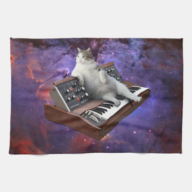 Cat and keyboard kitchen towel (Horizontal)